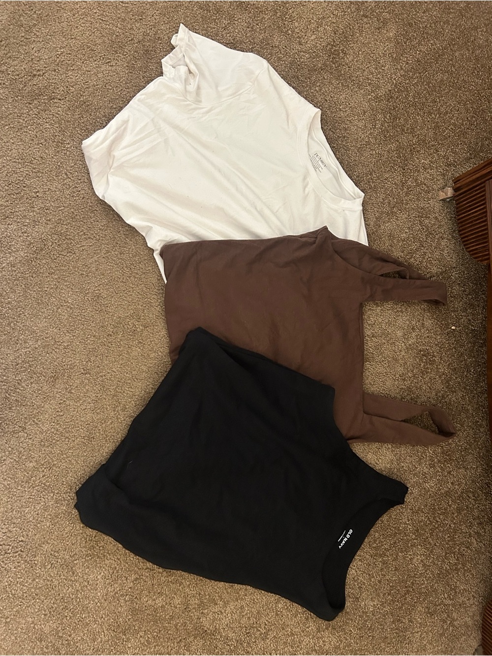 3-Pack Basic body suits - White, Brown, Black